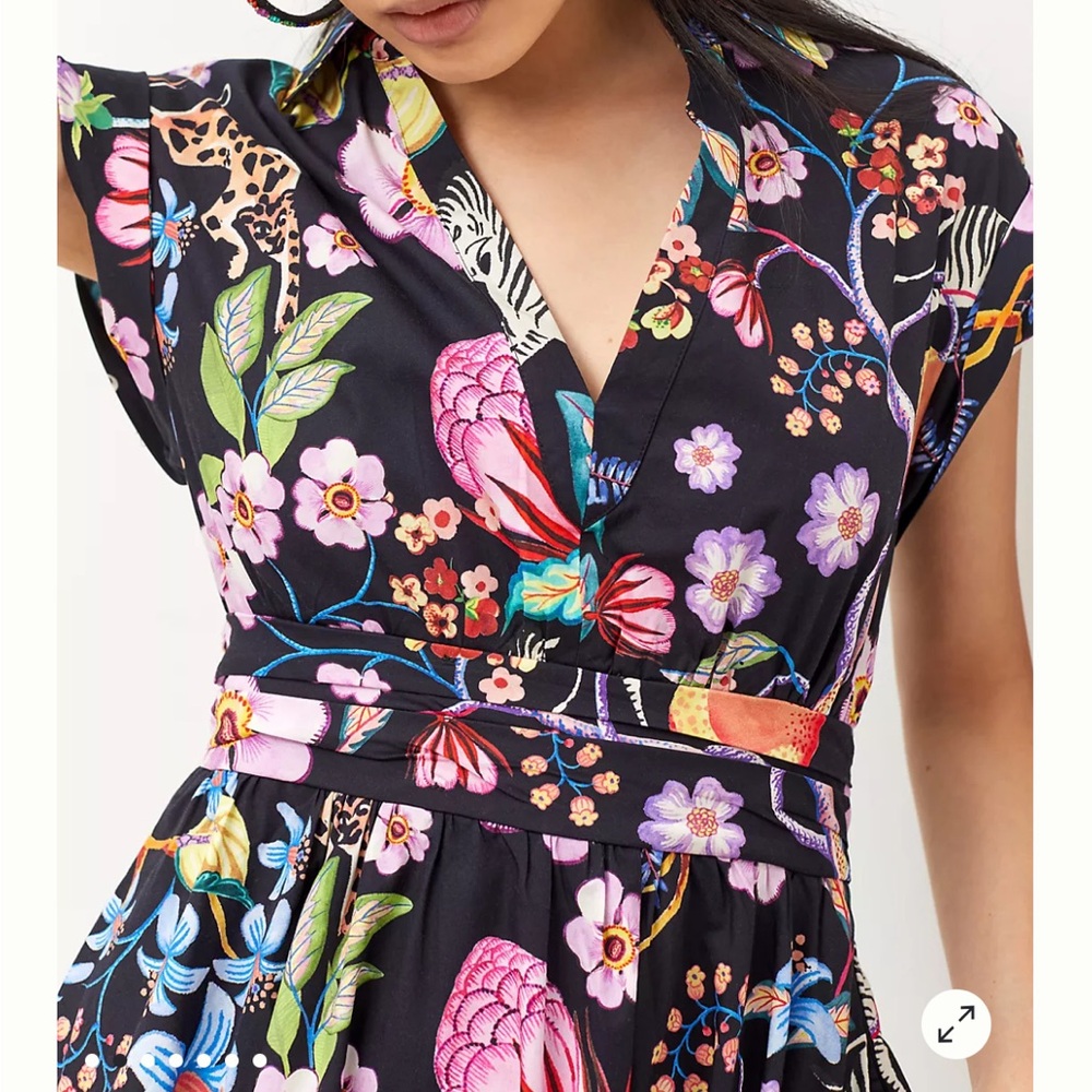 Anthropologie Maeve Floral V-Neck Dress SZ S